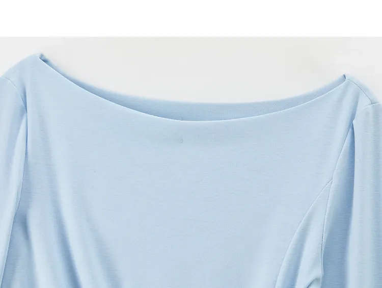 SENTUBILA Lyocell-T-Shirts für Damen, Frühling 2026, schulterfreier Ausschnitt, verdrehter, unregelmäßiger Saum, schlichte Strickoberteile W61TL5033 – Detail 34