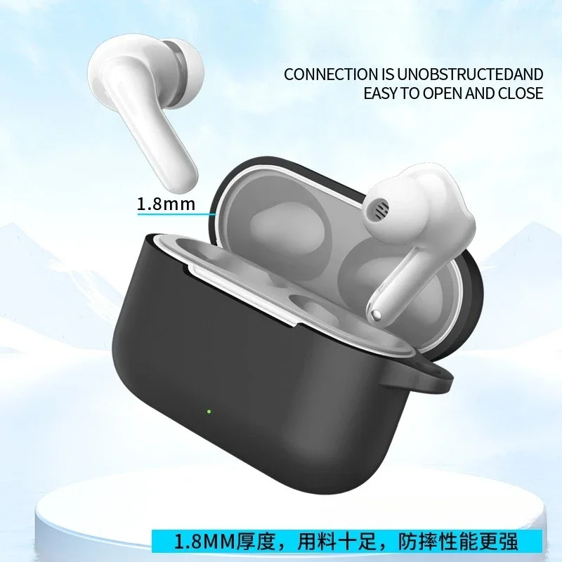 

For Realme Buds T200 Protective Case ，Silicone Shockproof & Dustproof Cover with Carabiner for TWS Earphones