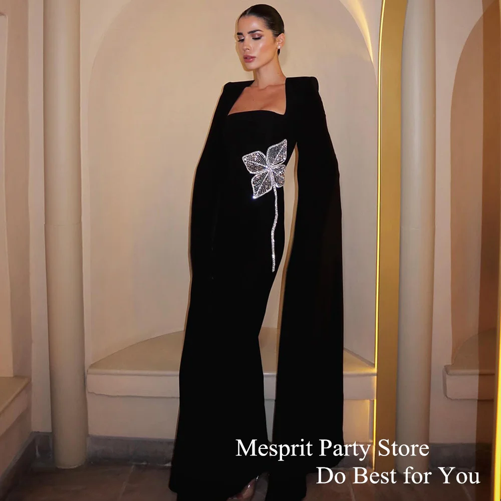 Customized Saudi Arab Evening Dress vestidos de noche Square Neck Full Sleeves Beading Sequined Sheath Party Gown for Weddings