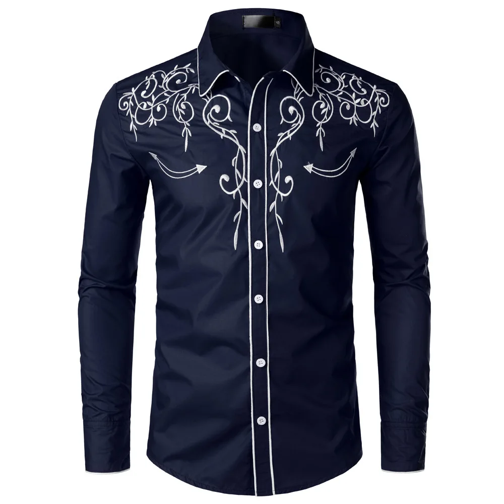 2024 NEW Unisex Fashion Shirt Men Long Sleeve Button Down Western Shirt Men Vintage Casual Slim Fit Large Size Dress Shirt