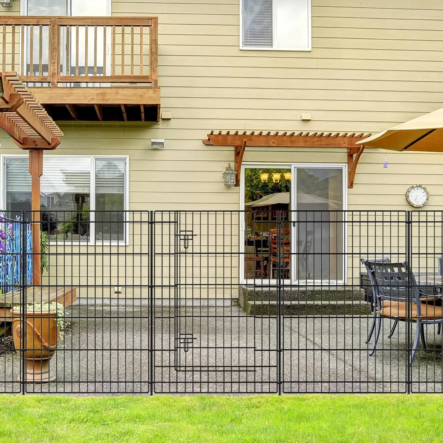 

Decorative Garden Fence 6 Panels 13ft x 36in Metal with Gate, Rustproof Animal Barrier for Yard Lawn Patio