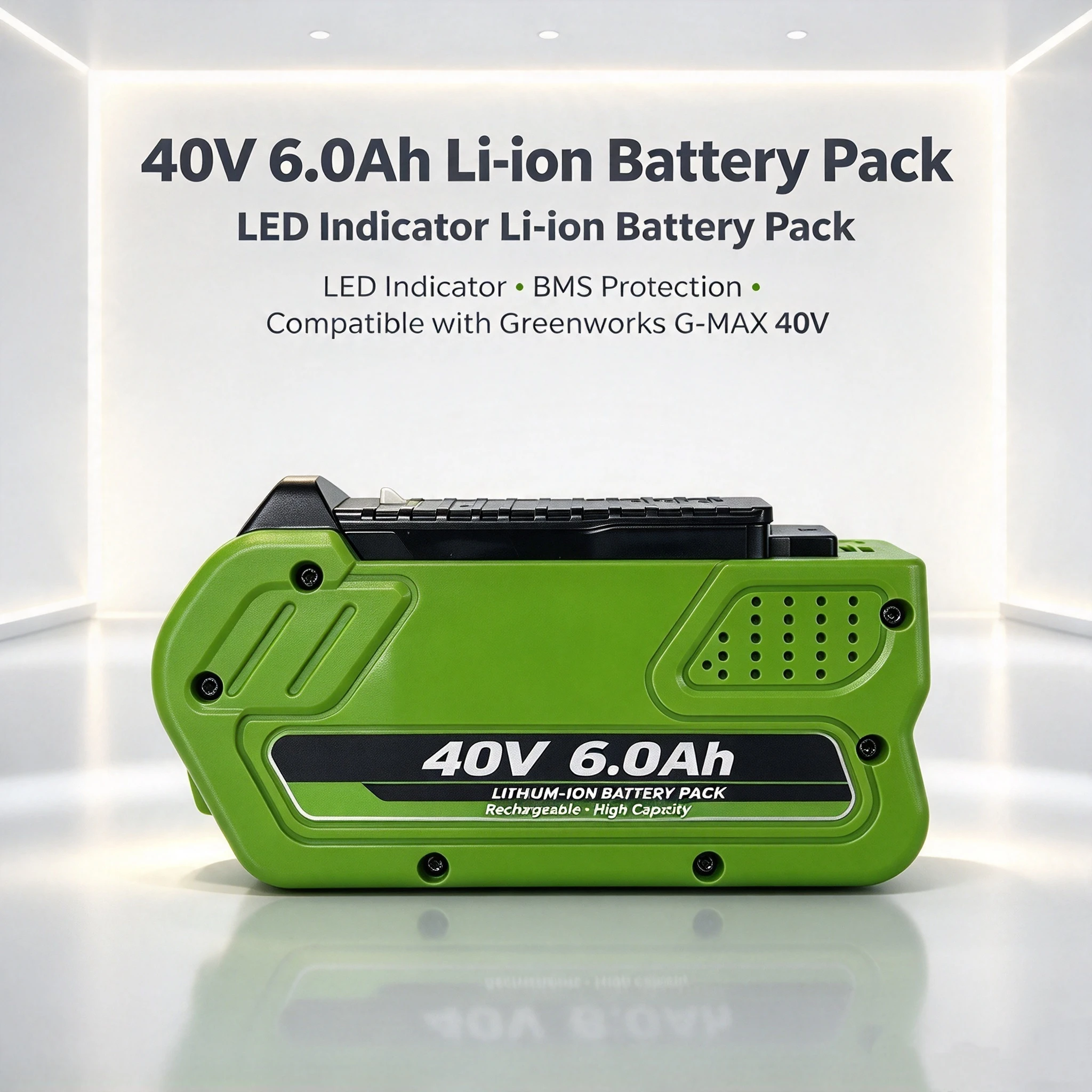 40V 6.0Ah High Capacity Li-ion Battery Pack LED Indicator BMS Protection Compatible with Greenworks G-MAX 40V Garden Power Tools