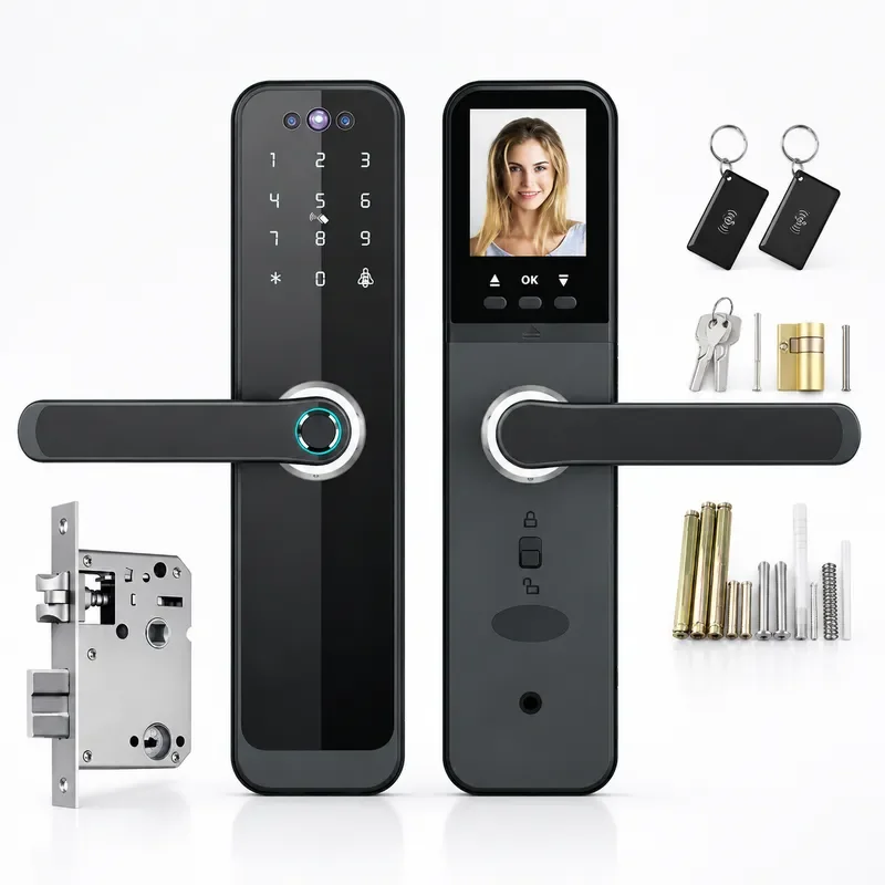 Semi Automatic Password Lock Fingerprint Entry Door Portuguese Smart Lock Lithium Battery APP Remote Camera