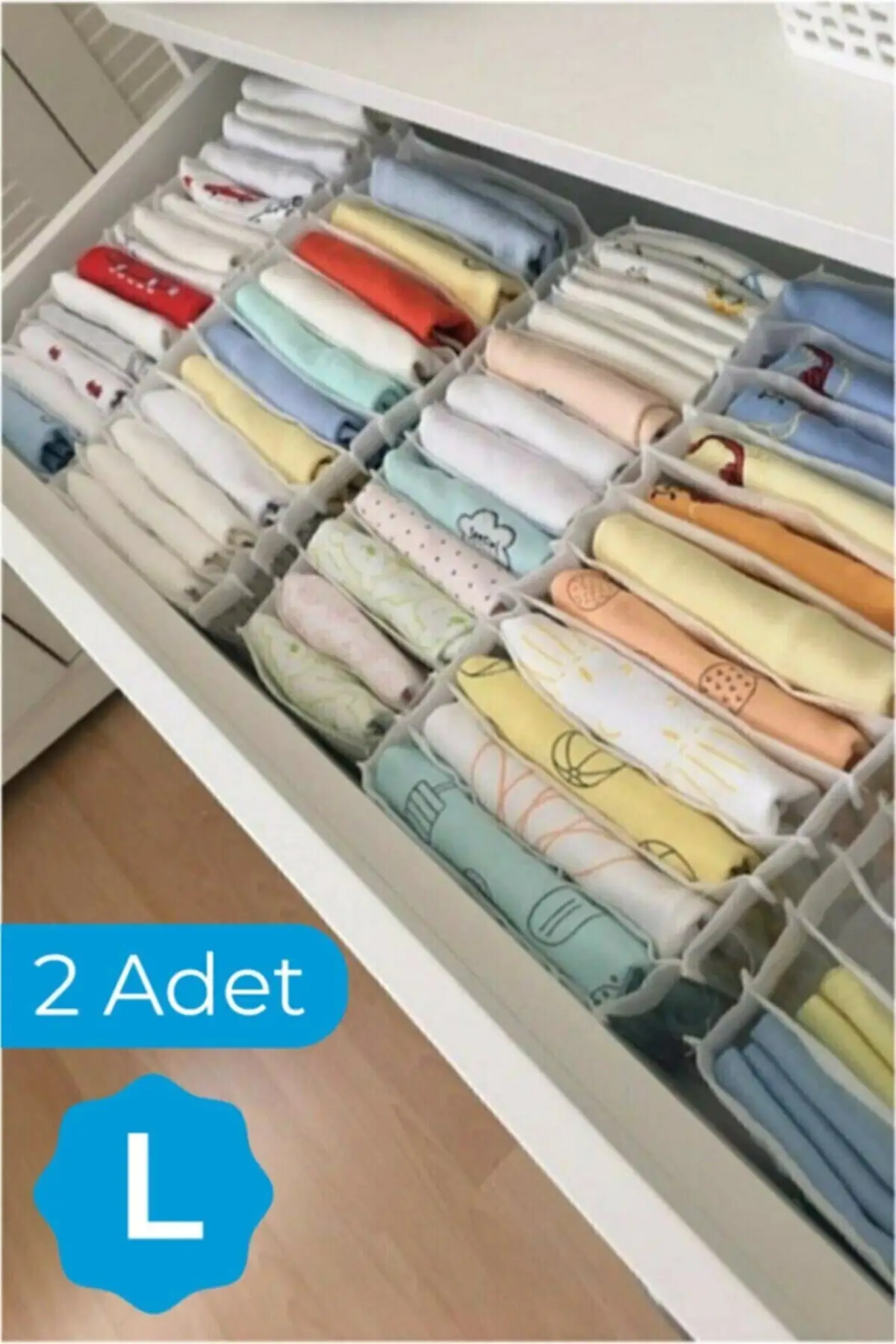 Quality 2 Pcs Large 8 Eyes Drawer Organizer 27X35X17Cm Fabric Washable Storage Divider Clothes Toys Etc For Home Made In Turkey