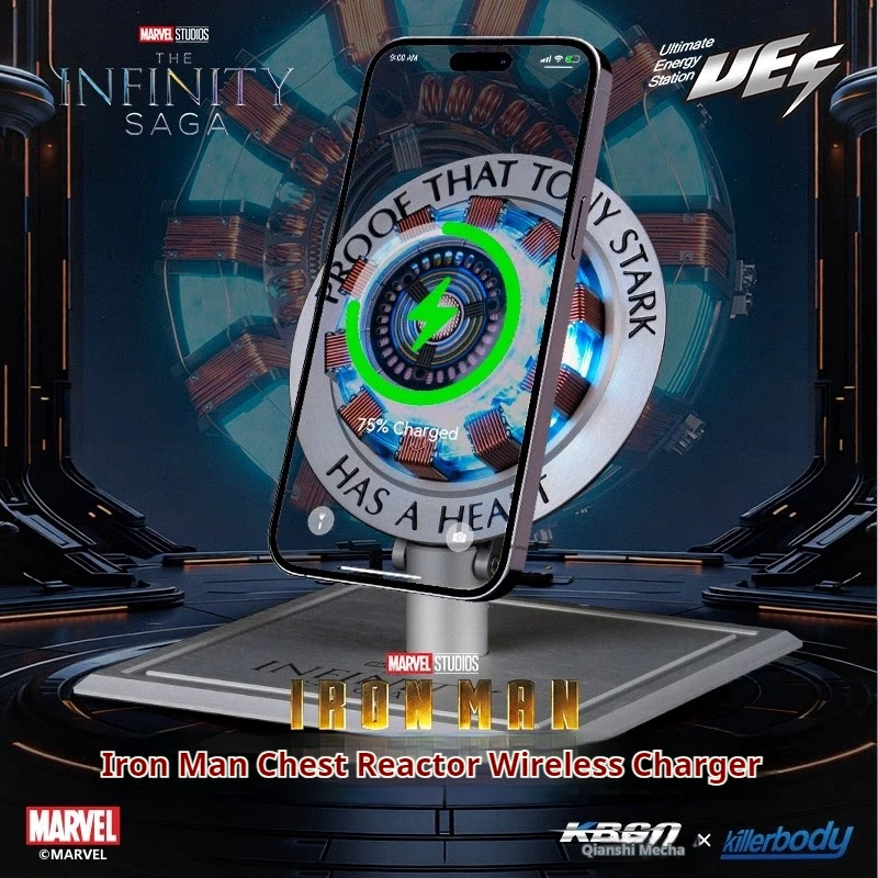 

Killerbody Iron Man Arc Reactor Wireless Charging Stand, Auto Inductive Lifting Magnetic Charger, Alloy Base Desktop Ornament