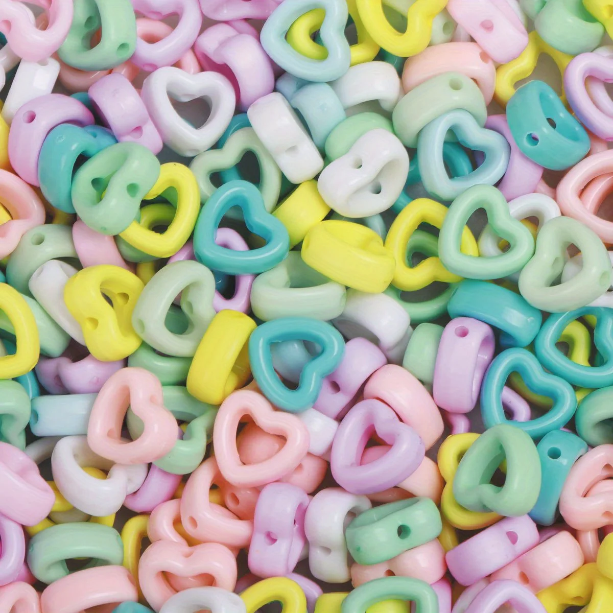 70pcs/140pcs Random Color Hollowed-out heart Acrylic Beads For Jewelry Making Loose Spacer Beads DIY Handmde Crafts