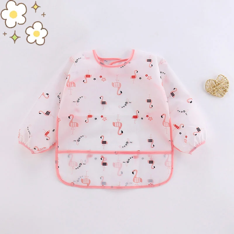 Baby Silicone Cartoon Bib 0-6 Years Soft Bibs Baby Cute Clothing Toddler BPA Free Waterproof Long Sleeve Apron