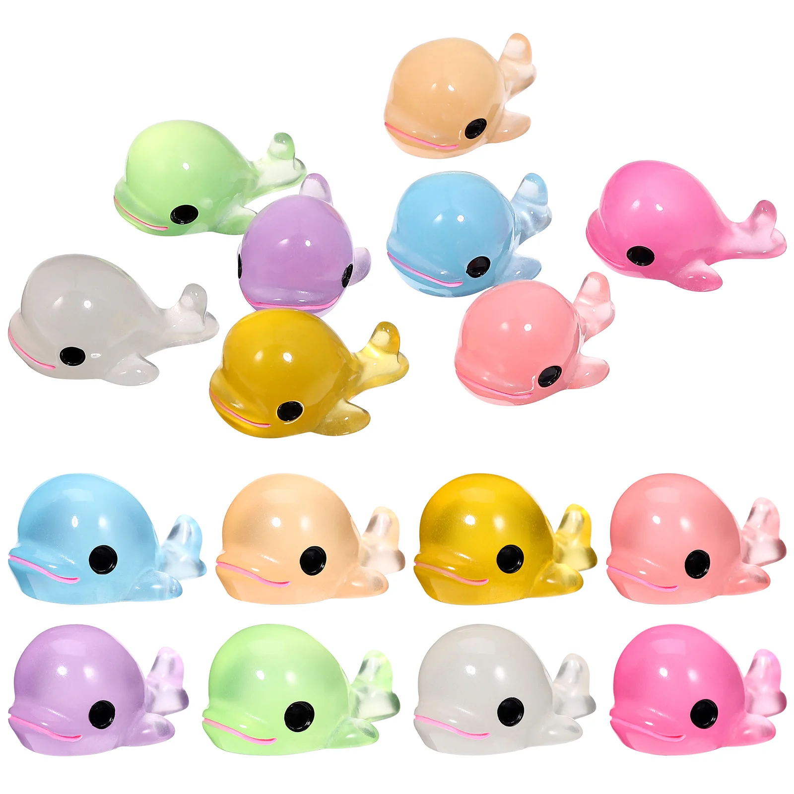 

16 Pcs Mini Luminous Dolphin Ornaments Fairy Figurines Resin Decor Miniature Animals