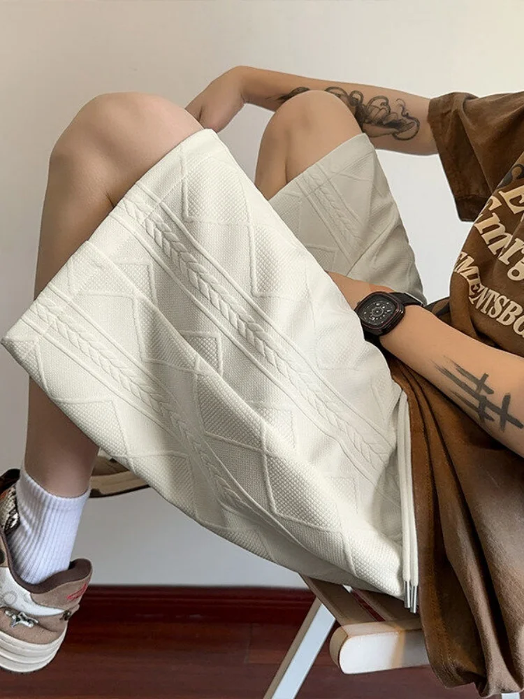 

Спортивные брюки для мужчин с узором в виде пшеничных колосьев, тонкие, свободные, длиной до колена, дышащие, легкие, летние.