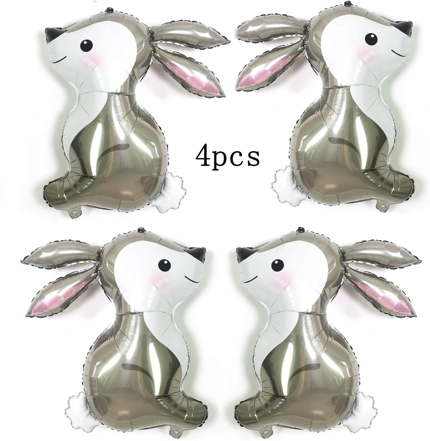 4pcs large rabbit shaped aluminum film balloons, Easter rabbit decoration, forest animal themed birthday party supplies, decorat