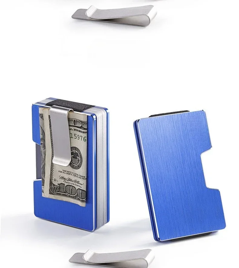 RFID-Kreditkartenetui, minimalistisch, schlank, Metall-Geldbörse, luxuriöser Geldscheinklammer aus Edelstahl, kleiner Mini-Kartenetui aus Aluminium für Herren – Detail 3