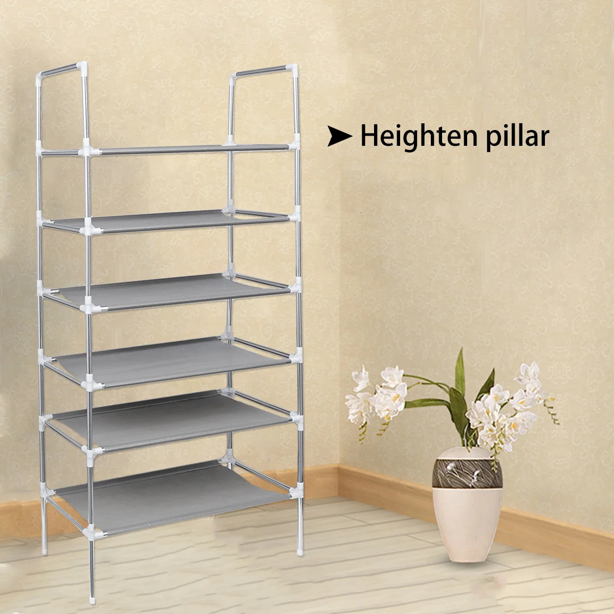 

Six-Tier Metal Cloth Shoe Shelf Iron Shoe Rack Multilayer Storage Rack for Home Organizing Shoes Books Cosmetics Rust-Resistant