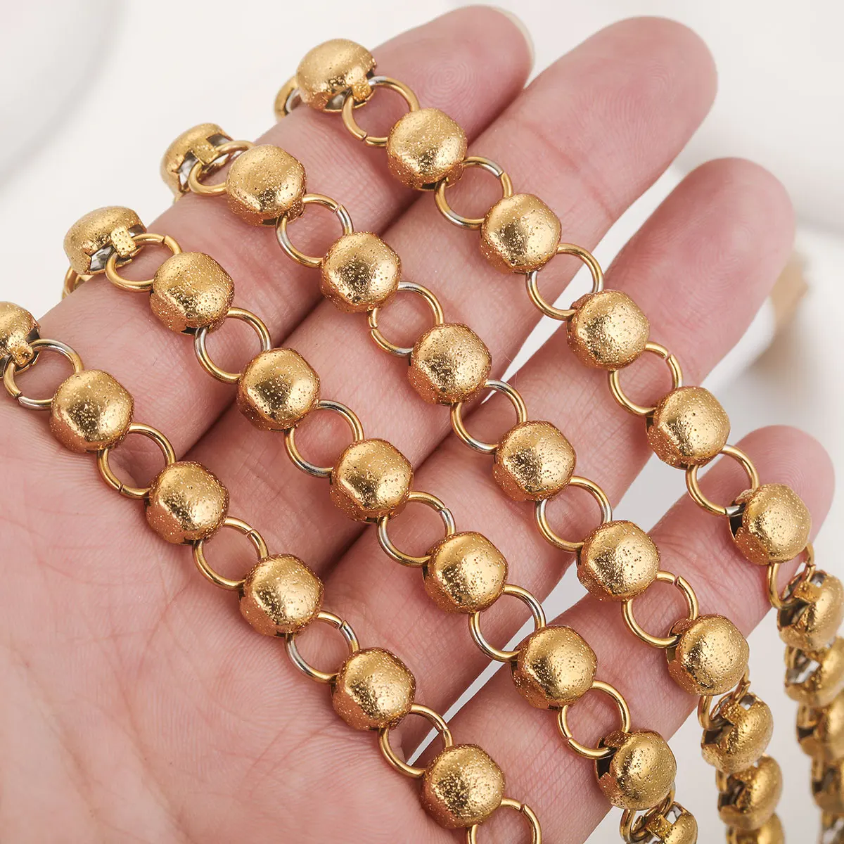 1 Meter Stainless Steel Gold Plated Round Cuban Roll Chain Is Used for DIY Necklace Bracelet Parts Jewelry Making Material