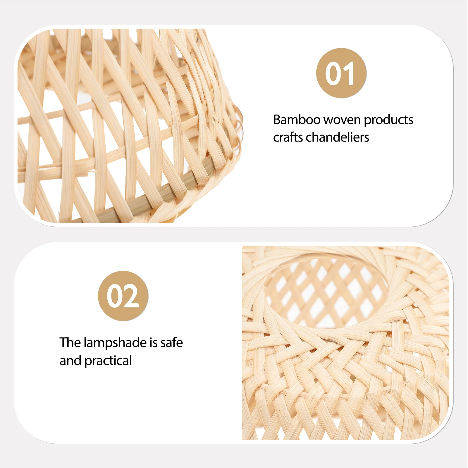 الخيزران فانوس الرجعية نمط الخوص عاكس الضوء للسقف لمبة مكتب أباجورة صغيرة ديكور المنزل غطاء خفيف الملحقات #1