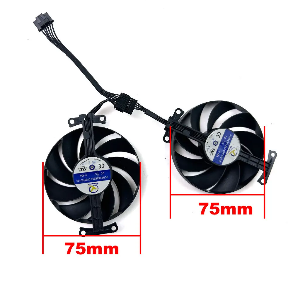 Cooling Fan For ASUS ATS RTX3060/3060Ti/2060/GTX1660Ti Giant Shark GPU Model CF8015U12D 12V 0.48A 6Pin 75mm