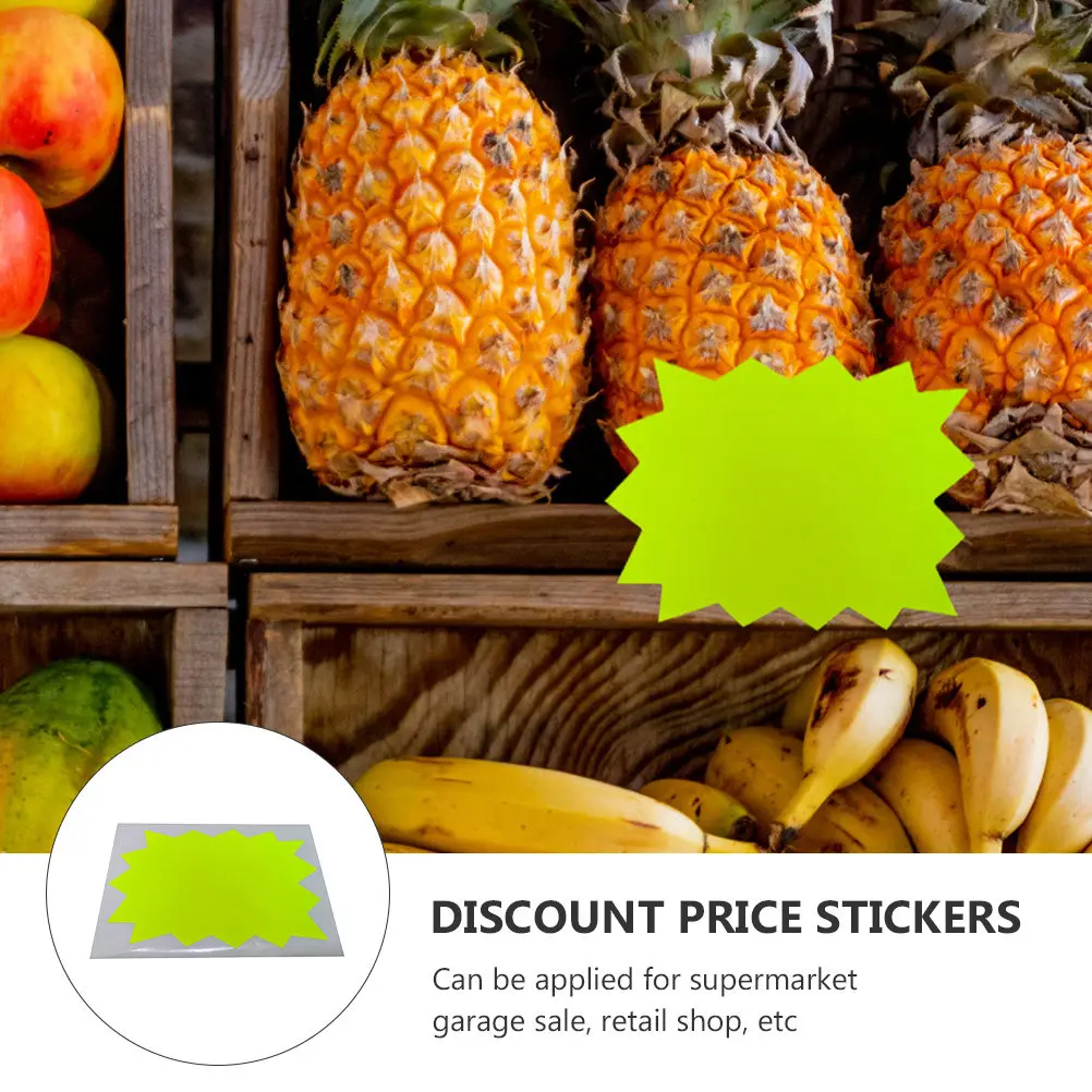 

2pcs Fluorescent Stickers Blank Price Label Decals Supermarket Retail Store Adhesive Notes Removable Tags