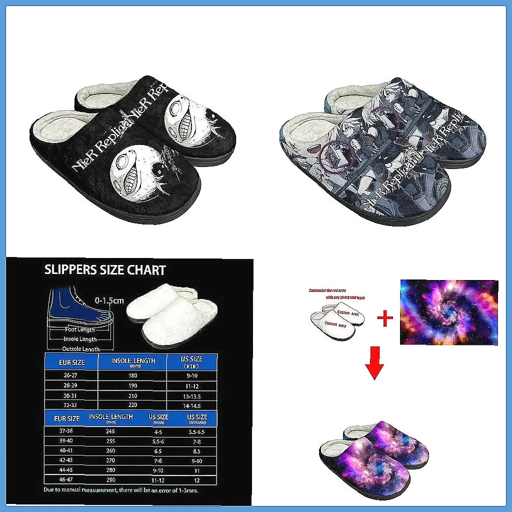 

Плюшевые тапочки Nier Replicant, домашняя обувь в стиле мультфильмов для мужчин и женщин, теплые уютные тапочки для дома и спальни