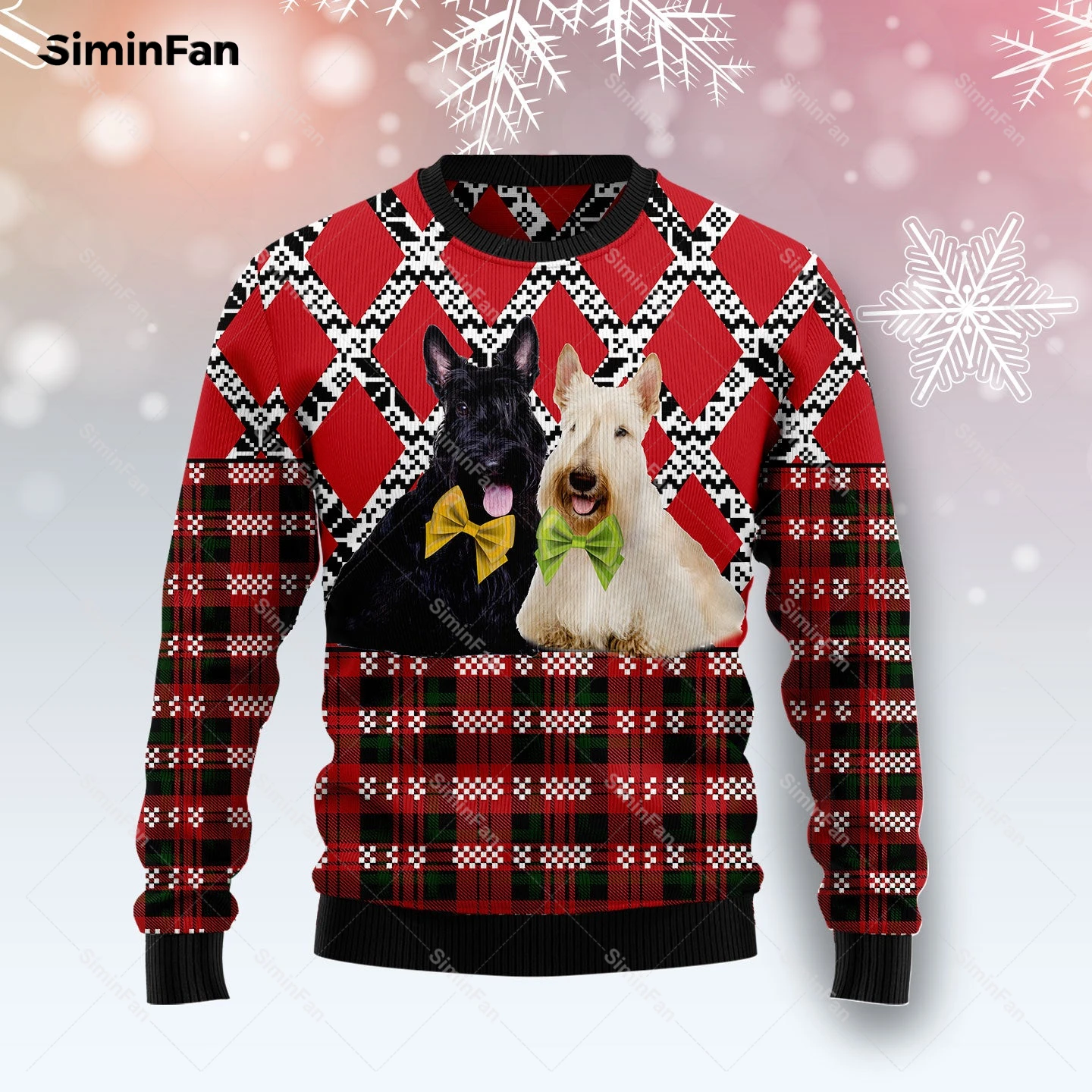 Scottish Terrier Christmas Sweater 3D All Over Printed Men Pullover Casual Sweatshirt Couple Long Sleeve Shirt Unisex Female Top