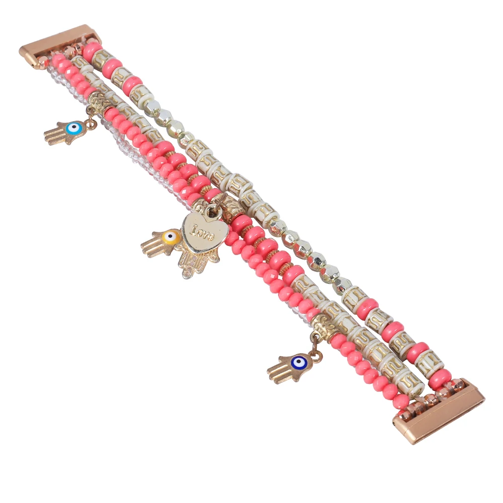 Versa 4 pulseira para fitbit versa 3 banda/fitbit sense 2 feminino artesanal elástico frisado cinta substituição pulseira acessórios