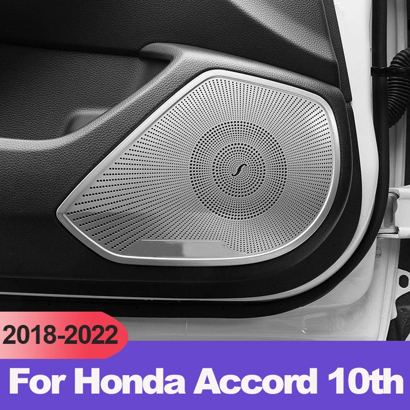 

Для Honda Accord X 10 2018 2019 2020 2022 автомобильный дверной громкоговоритель из нержавеющей стали, крышка динамика, накладка на рамку, наклейка, аксессуар для интерьера