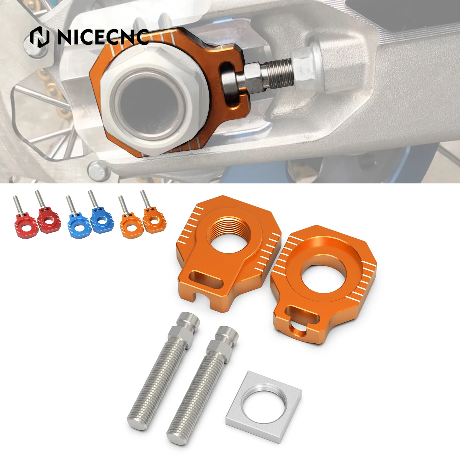 

For KTM EXC 300 2000-2023 EXCF 350 EXC 450 XCW 300 XCF-W 20mm Rear Axle Blocks Chain Adjuster SX 125 SXF 250 SXF 450 2000-2012