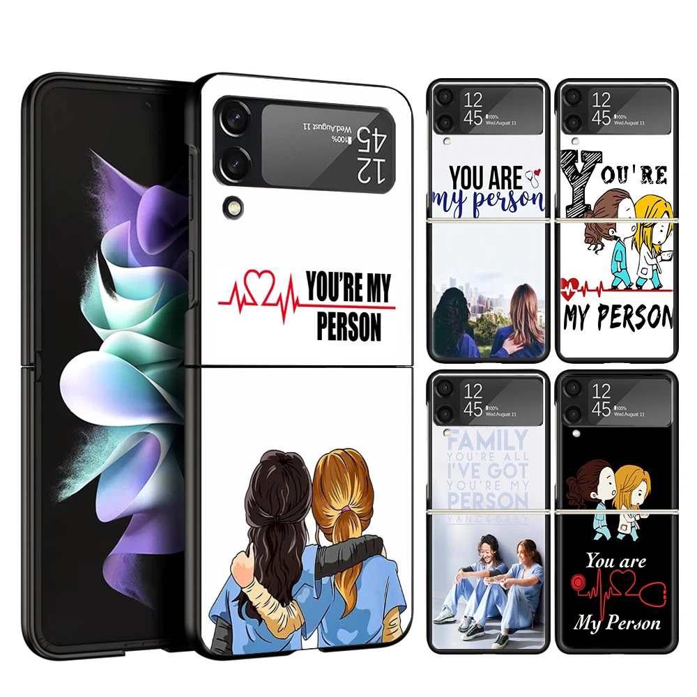 Greys Anatomy Person Case Phone Cover for Samsung Galaxy Z Flip 6 5 4 3 5G ZFlip6 ZFlip5 ZFlip4 ZFlip3 Black Hard Trend Fundas