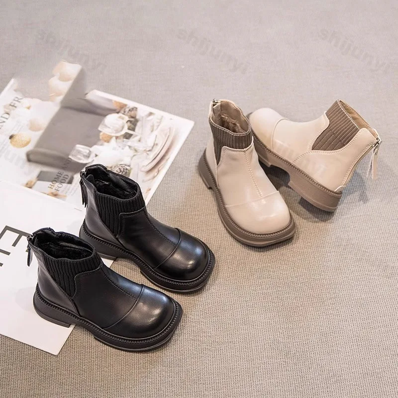 

Children's Ankle Boots 2025 Autumn Fashion Anti Slip Soft Sole Kids Short Boots Girls Zipper Platform High Top Boots Size 26-37