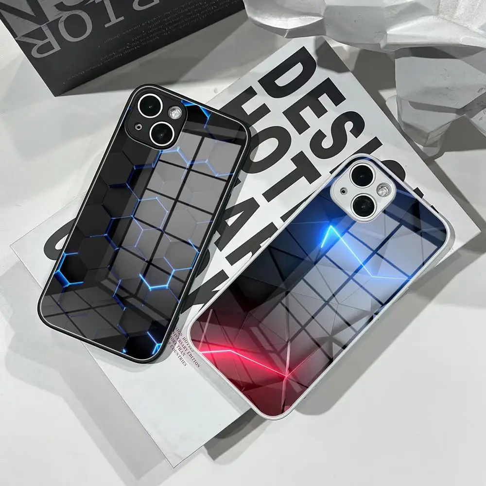 

Car Carbon fibre geometry Phone Case Tempered Glass For IPhone 16 15 Pro Max 14 13 12 Mini Plus Samsung S24 S23 Ultra phone case