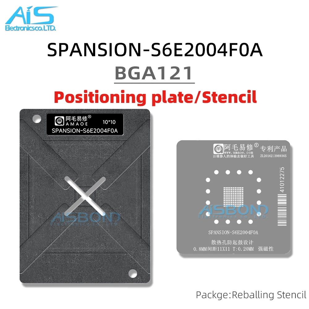 

Шаблон трафарета для реболлинга BGA для SPANSION S6E2004F0A, основная пластина для позиционирования чипа управления, оловянная сетка для растений