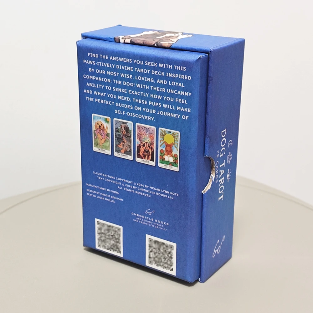 سطح تارو للكلاب مقاس 12*7 سم في صندوق صلب، 78 قطعة بطاقة مستوحاة من رفيق الحكيم مطبوع على بطاقات منقوشة مزدوجة 350GSM #3