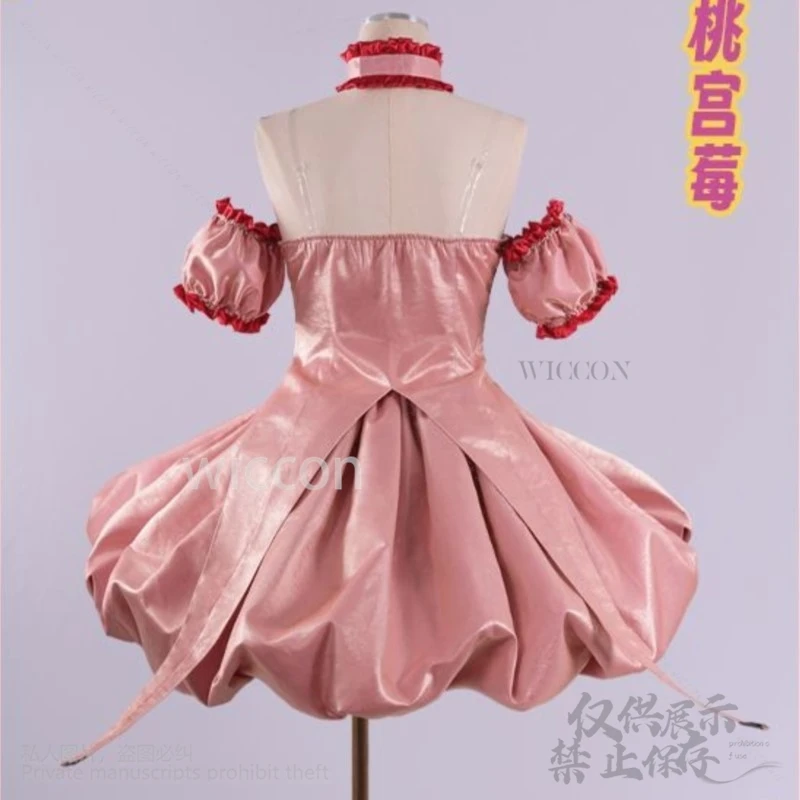 Anime tokyo mew mew cosplay momomiya ichigo traje vestido rosa lolita morango gato orelha cauda adereços perucas para meninas personalizado