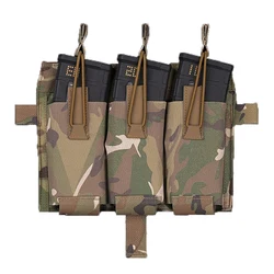 Tactical Vest Plate Carrier Elastic Front Flap Pouch M4 AR 556 Triple Mag Pouch MOLLE Airsoft Hunting Gear Accessory