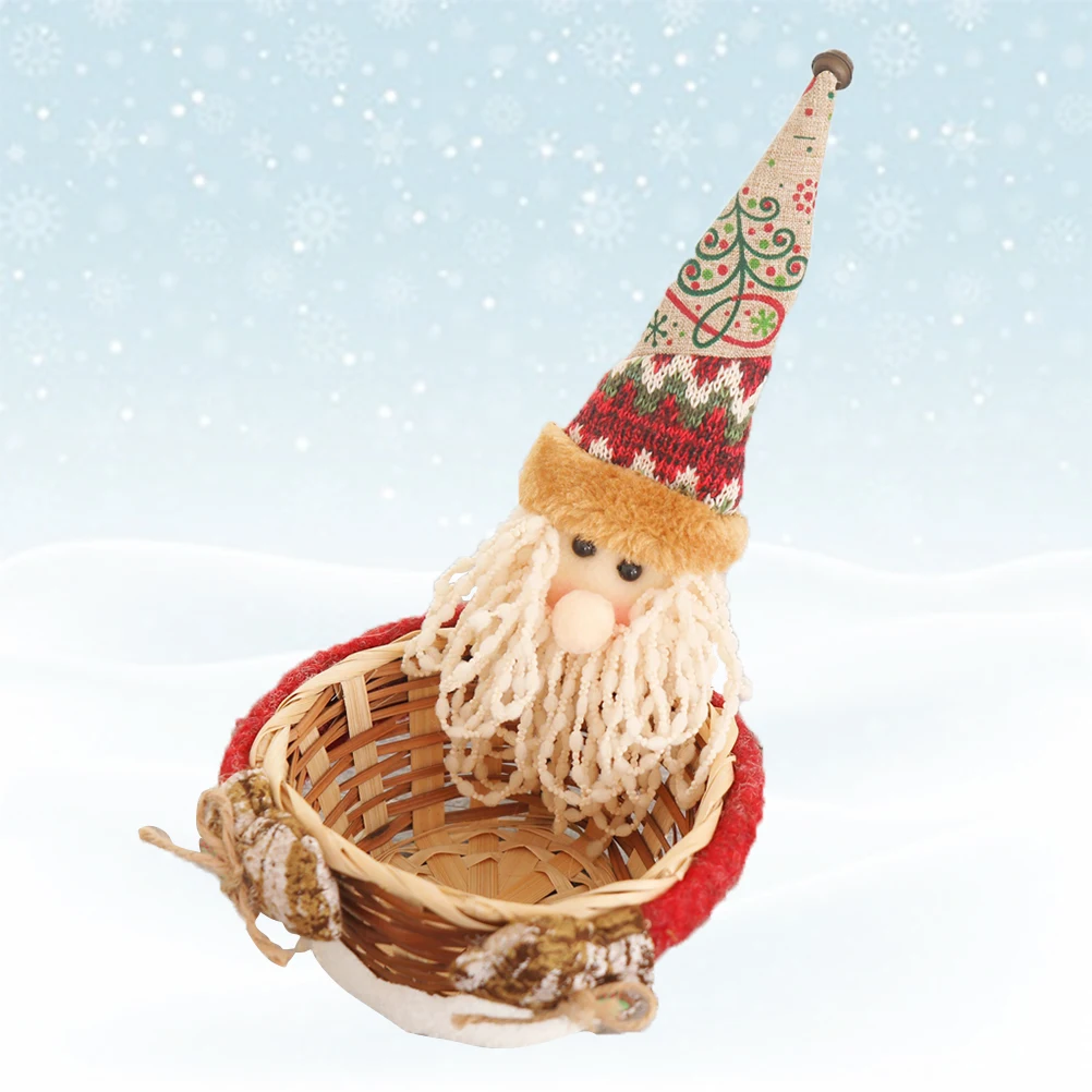 

Candy Storage Basket Christmas Santa Claus Patterned Xmas Candy Holder Gift Basket Party Decoration Ornament Xmas Gift Holder