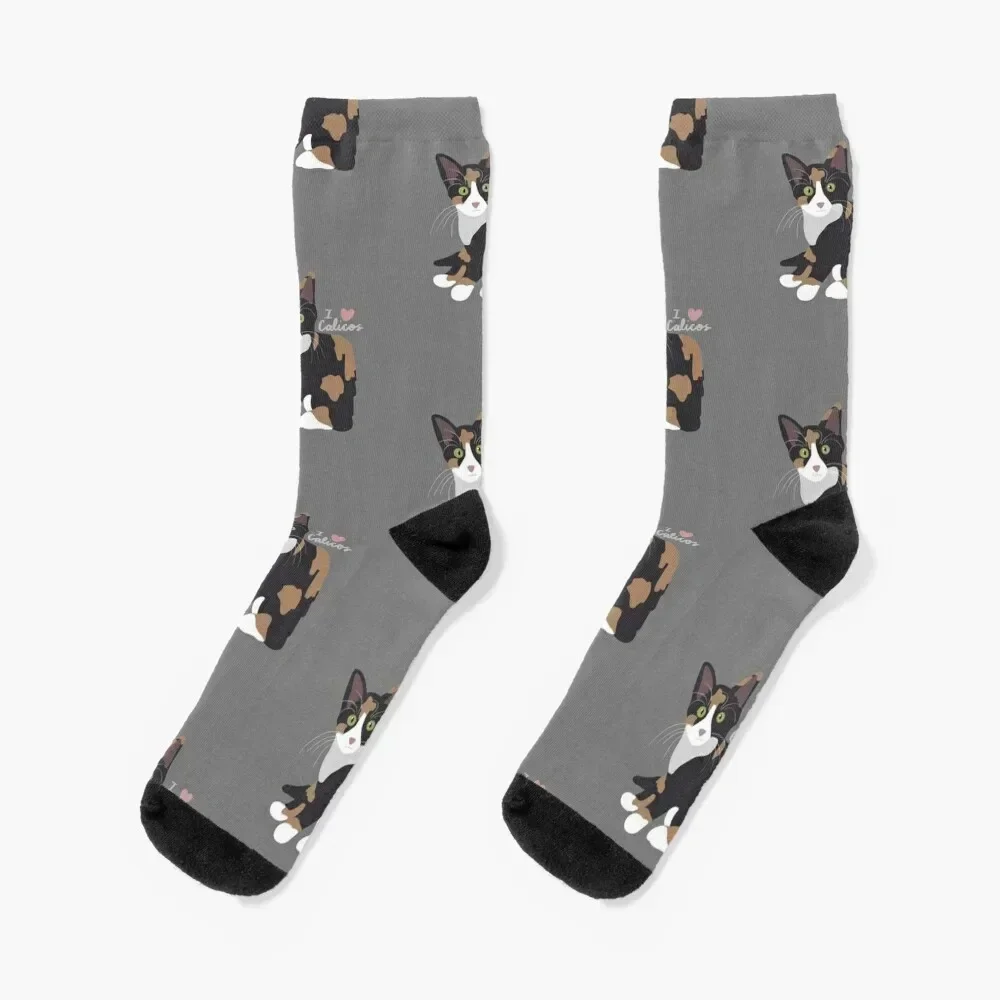 

I Love Calicos Socks floral soccer anti-slip Men's Socks Women Men's