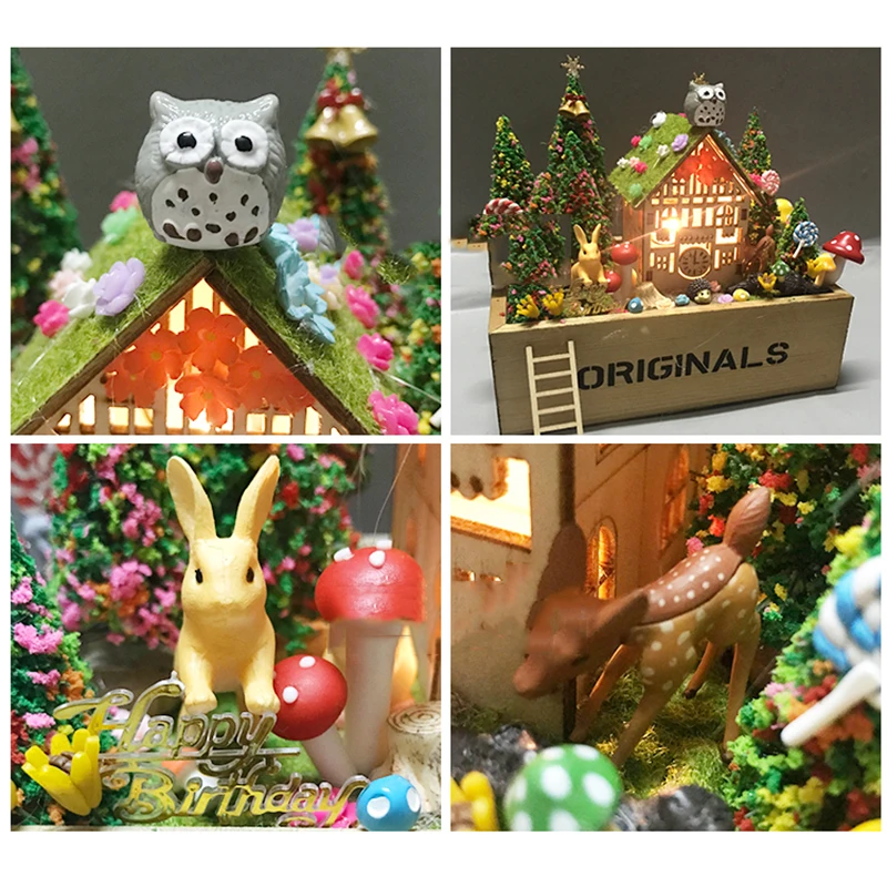 DIY japoński domek Totoro drewniany domek dla lalek miniaturowe meble z Led zestawy oświetleniowe montaż zabawek dzieci prezent na boże narodzenie