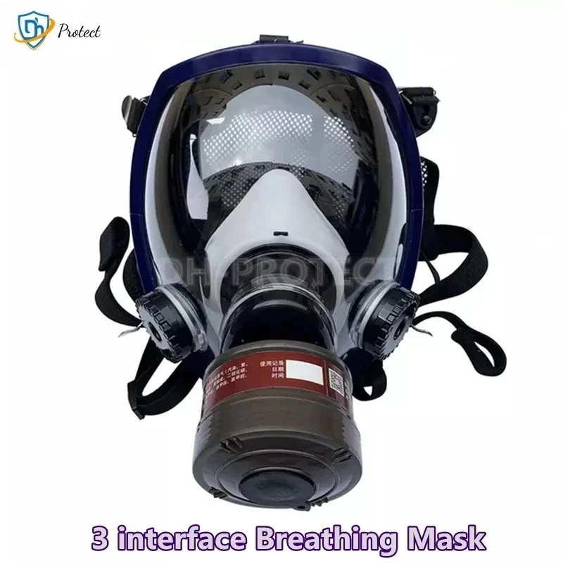 

Multipurpose Full Gas Mask, Spherical, Super Clear, Fully Sealed, Protective, Spray Paint, Industrial Pollution, 3 Ports