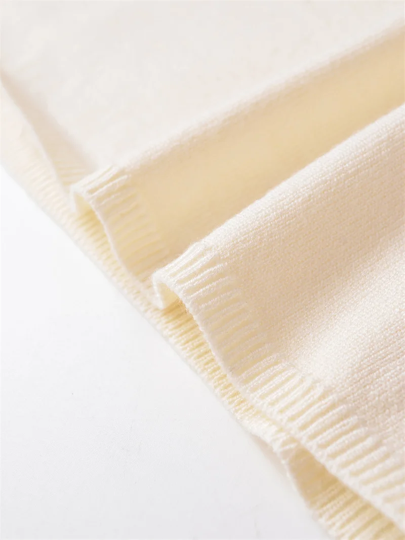 Damska bluzka 2025 jesień nowość biała z długim rękawem mieszanka koronki ozdobna dzianinowa bluzka typu pulower T-shirt casual modna uniwersalna