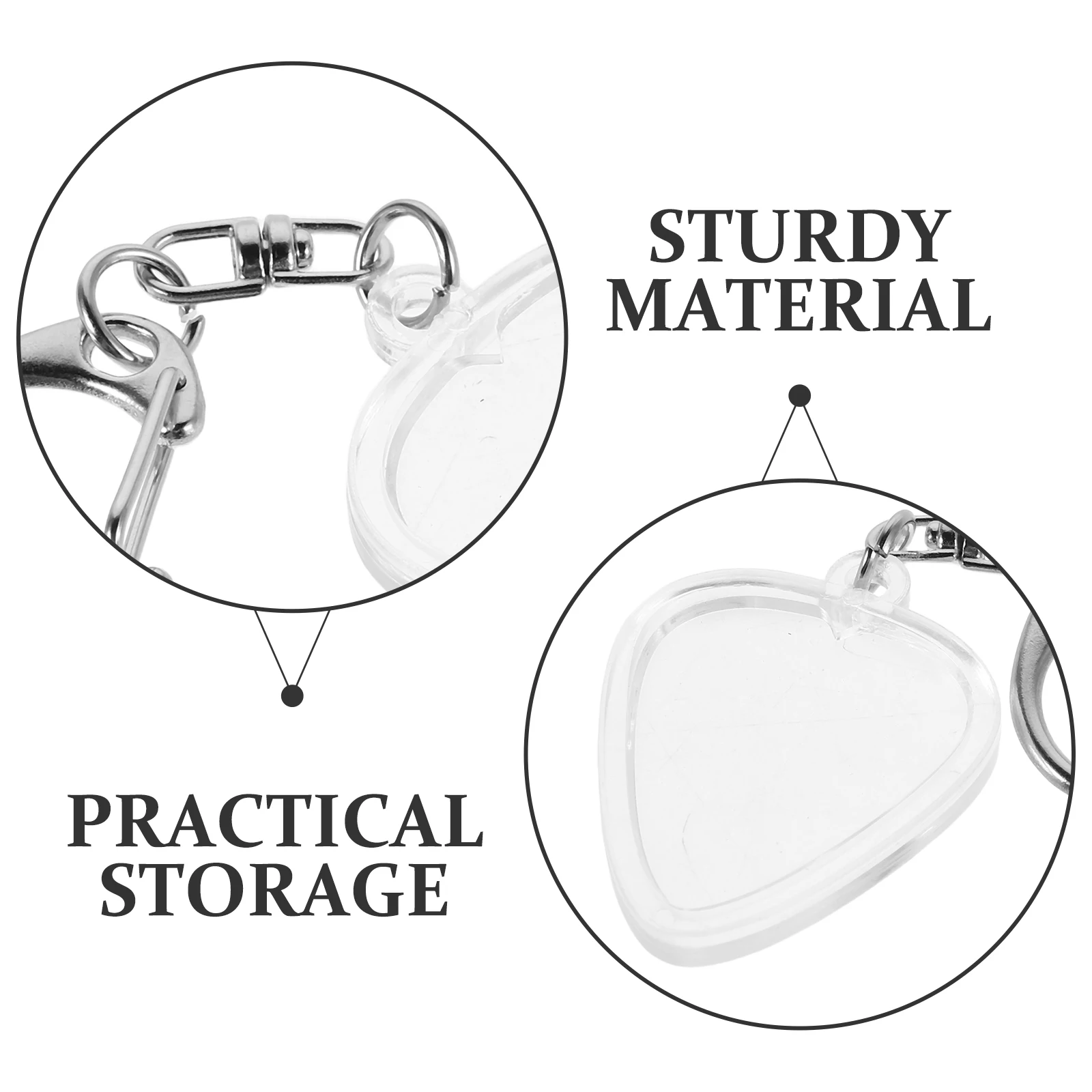 

Guitar Pick Holder Keychain Heart Shaped Clear Guitar Pick Case Box Holder Keyring Easy Identification Storage Musical Accessory