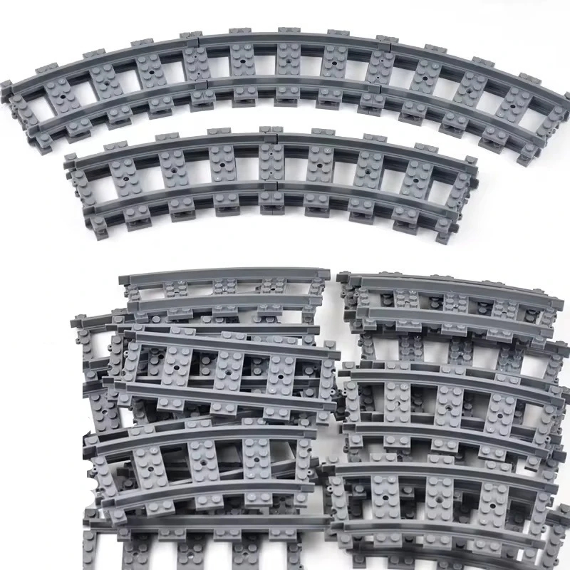 MOC Educational Building Blocks: Smart City Traffic Assembly Toy Set-Flexible Straight Track & Curved Track Railway Street Lamp