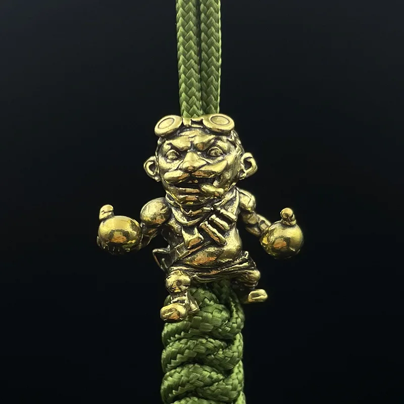 Brass Alliance Gnome Smoking Soldier Engineer Knife Beads DIY Paracord Woven Lanyard Keychain Pendants EDC Tool Accessories