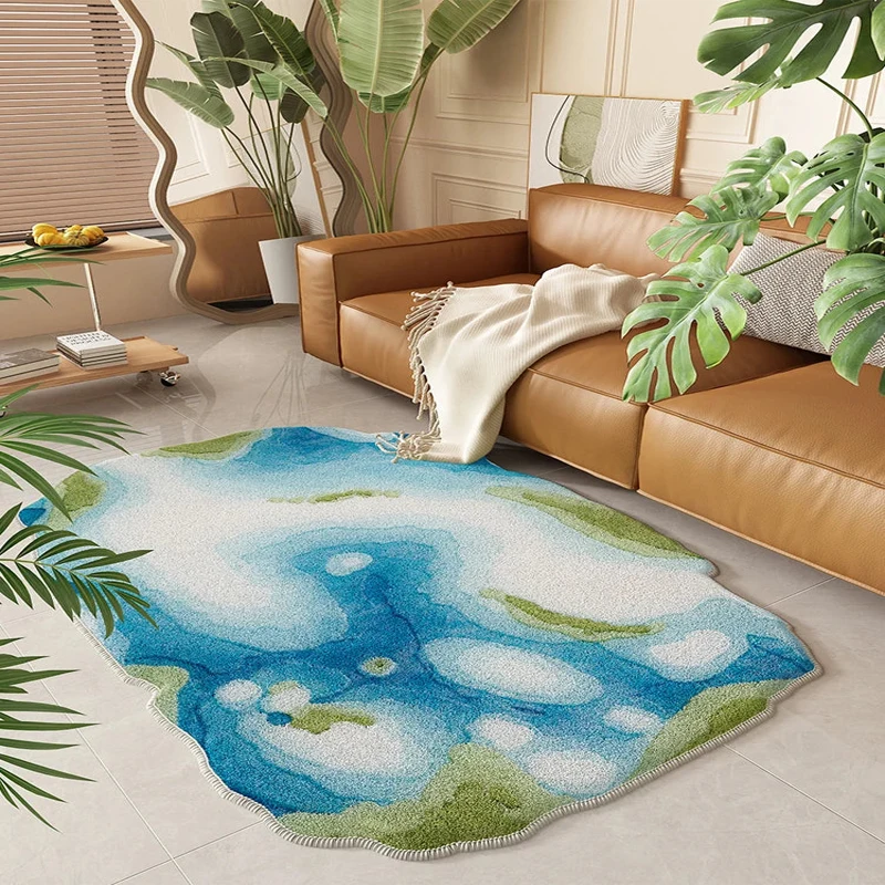 

Living Room Carpet Modern Home Decor Irregular Plush Floor Mat Plant Pattern Bedroom Decor Carpets Fluffy Soft Cloakroom Rug