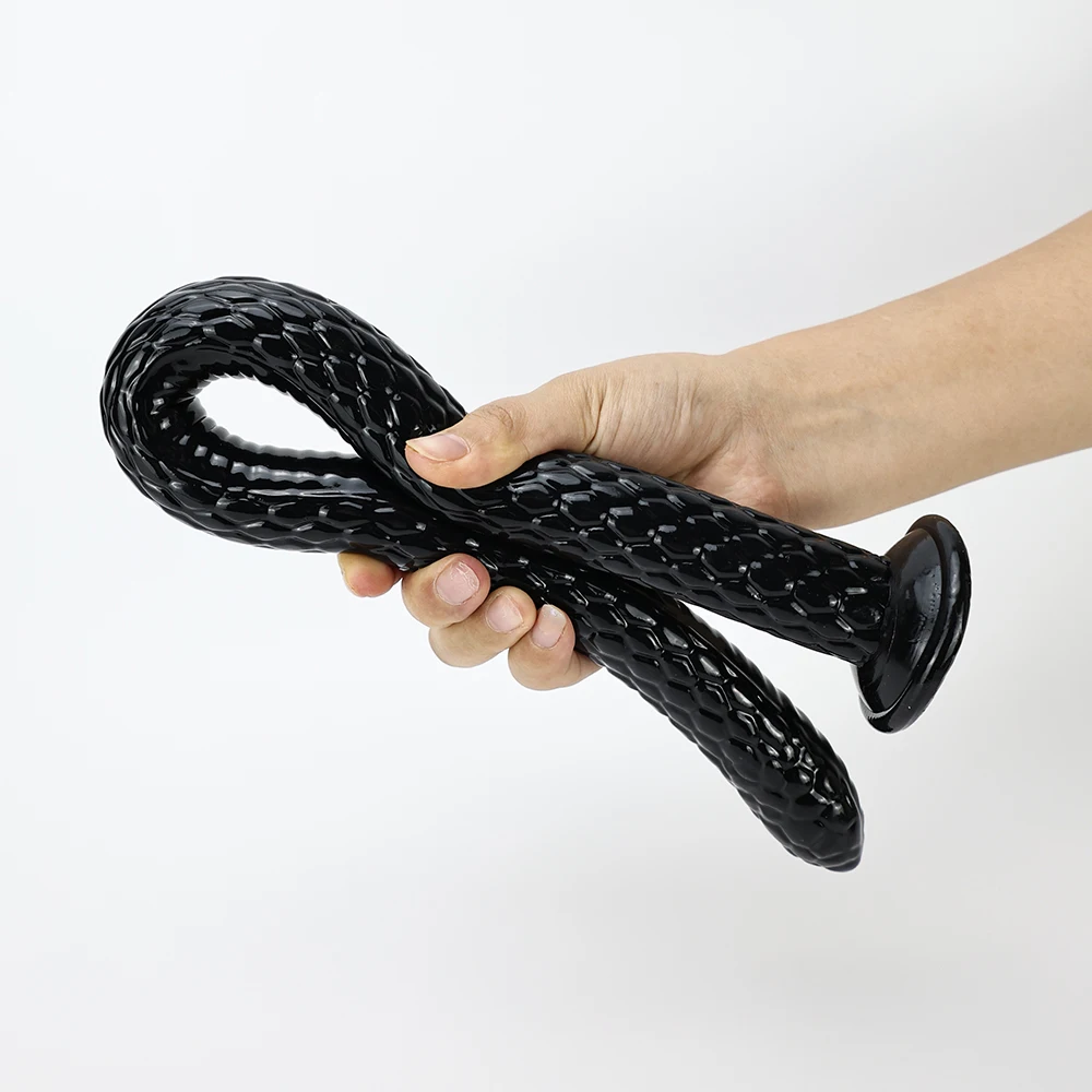 Giant Extra-long Anal Plug Black TPE Snake Head Monster Penis Fish-Scale Shaped Butt Plug Adult Toys Suitable for Homosexuals - view 3