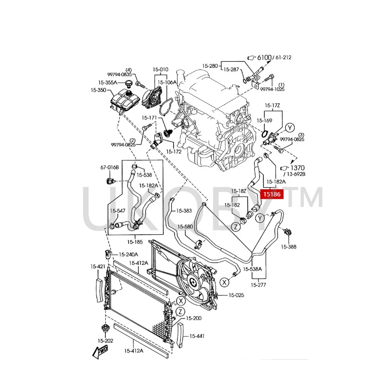 Z6221518X LFN715186 Suitable for Ma zd a Xingcheng Axela Atz Water tank upper and lower pipes