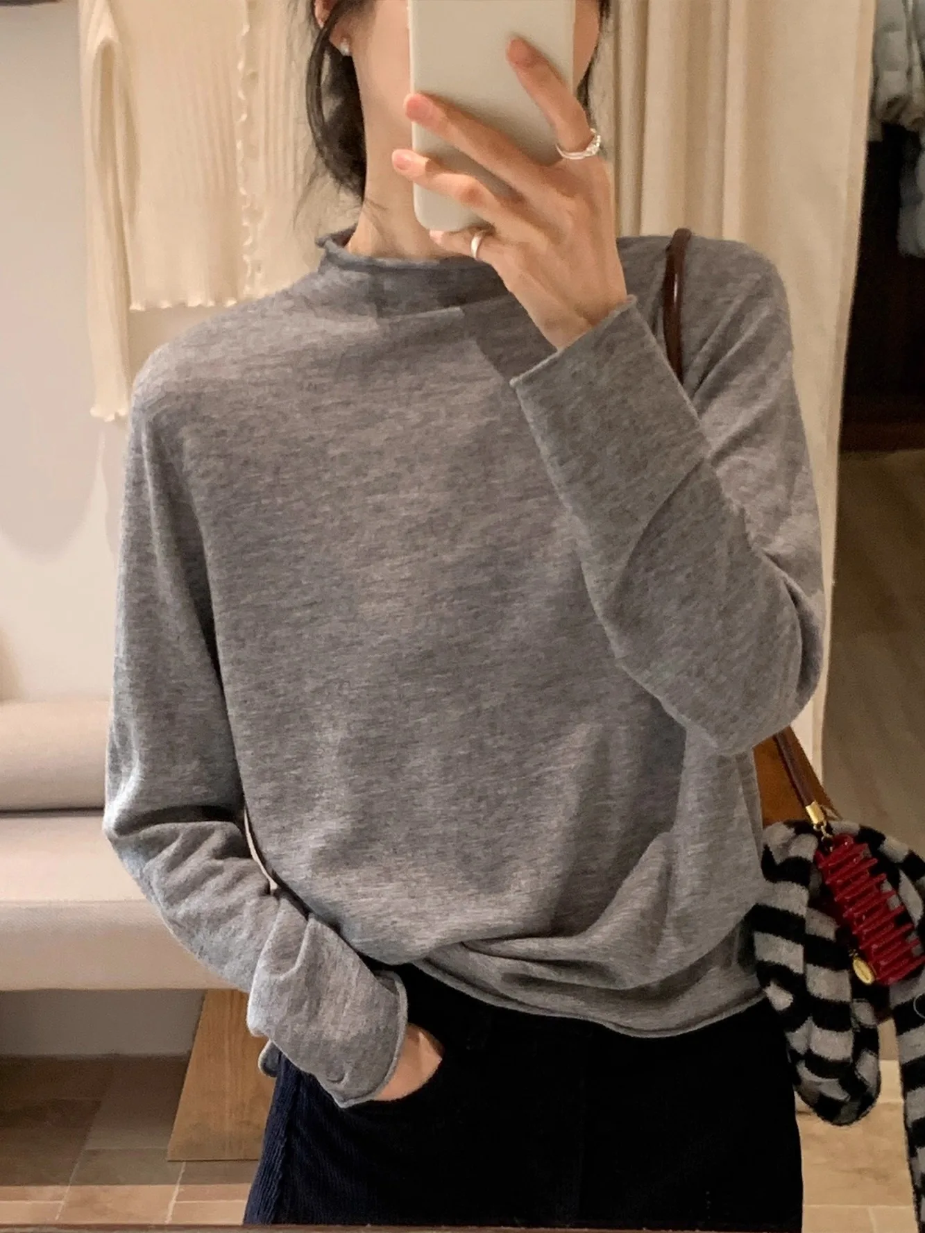 

BRIVIN Корейский женский вязаный свитер с высоким воротником из ультратонкой мериносовой шерсти, простой дизайн, новинка зимы