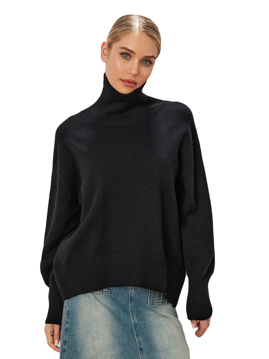 

ZJLJAYCHOU Womens Turtleneck Oversized Pullover Sweaters Long Sleeve Casual Loose Pullover Jumper Tops