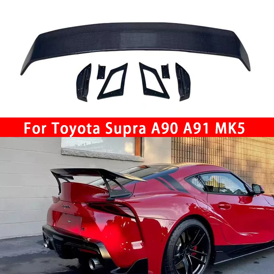 For Toyota Supra GR A90 A91 MK5 2019+ Carbon Fiber Tail fins Rear Trunk Spoiler Guide Wing Rear Wing Upgrade body kit