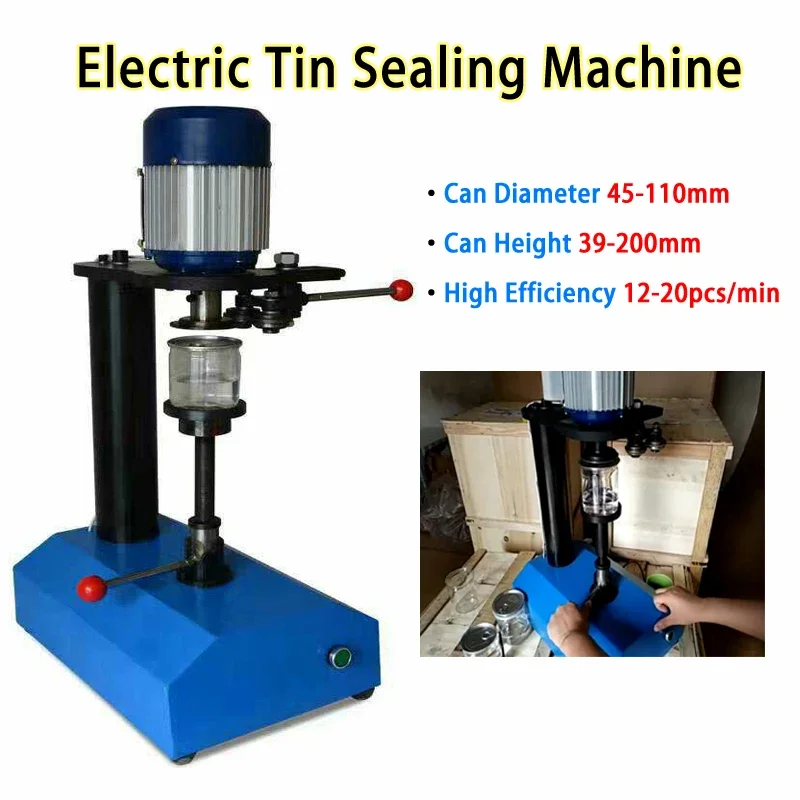 Electric Ring-pull Top Can Sealing Machine 370W Aluminum Tin Cans Food Jar Capper 45-110mm Diameter 39-200mm Height 110V 220V