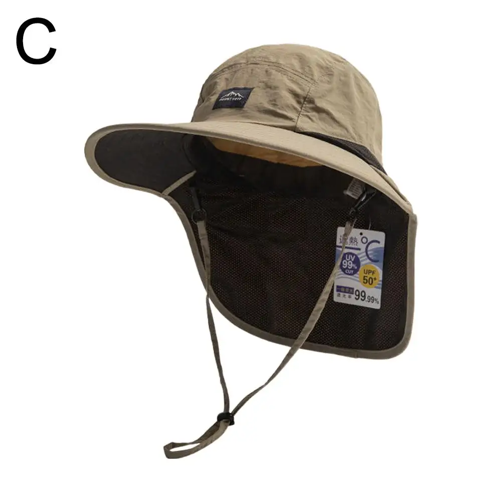 Unisex Sommer-Sonnenhüte mit breiter Krempe, wasserdicht und schnelltrocknend, Panama-Kappen, Outdoor-Visor-Bucket-Hats, atmungsaktive Mesh-Sonnenhüte mit Nackenschutz – Detail 17