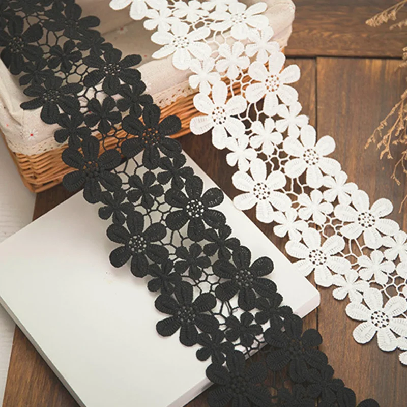 1Yards 11CM Wide Lace Cotton Embroidery Ribbon Lace Trim Skirt Sewing Accessories Clothing Decorative Materials Drop Shipping