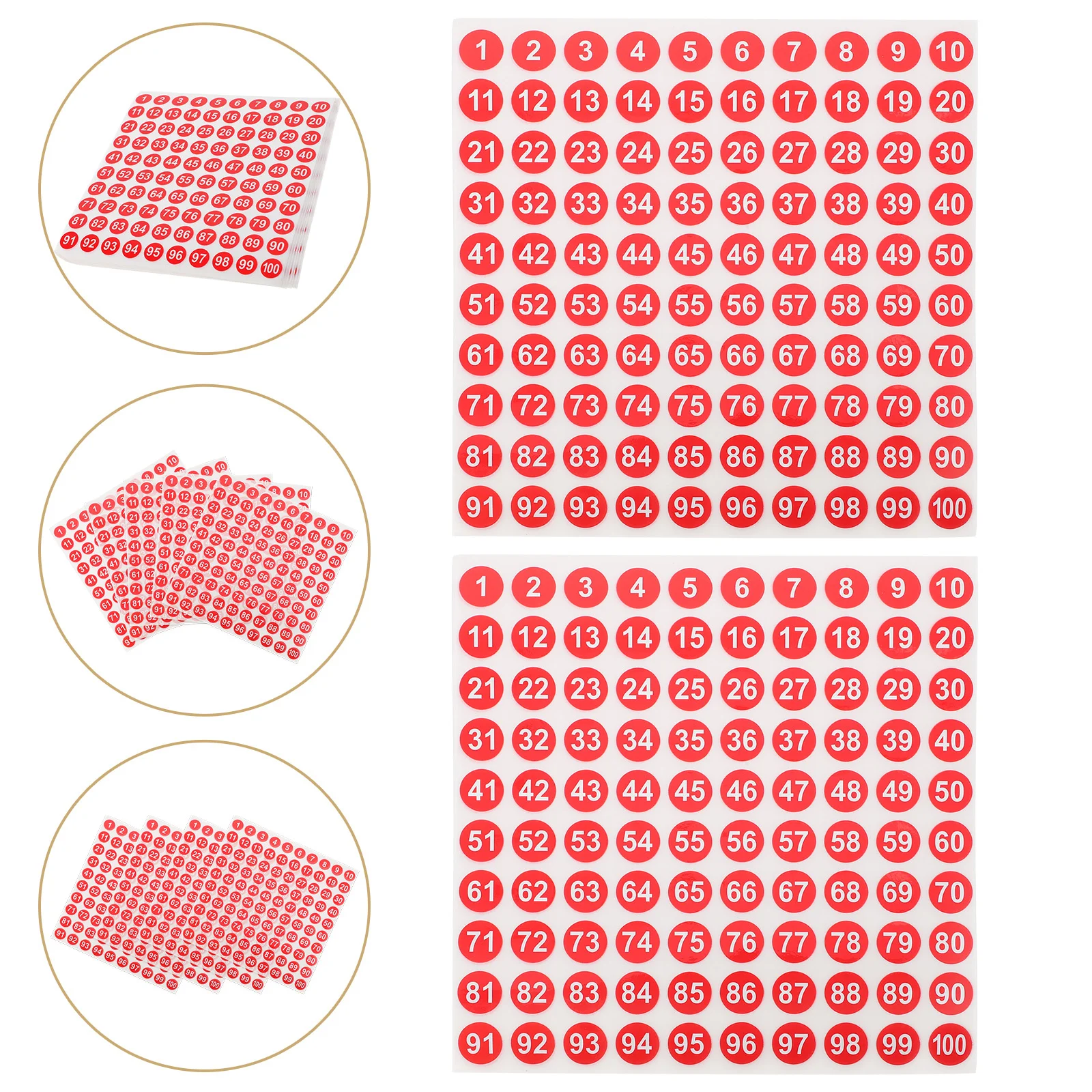 

100 Sheets Waterproof Number Stickers Round Digital Labels Self-Adhesive for Classification Organization Office Classroom